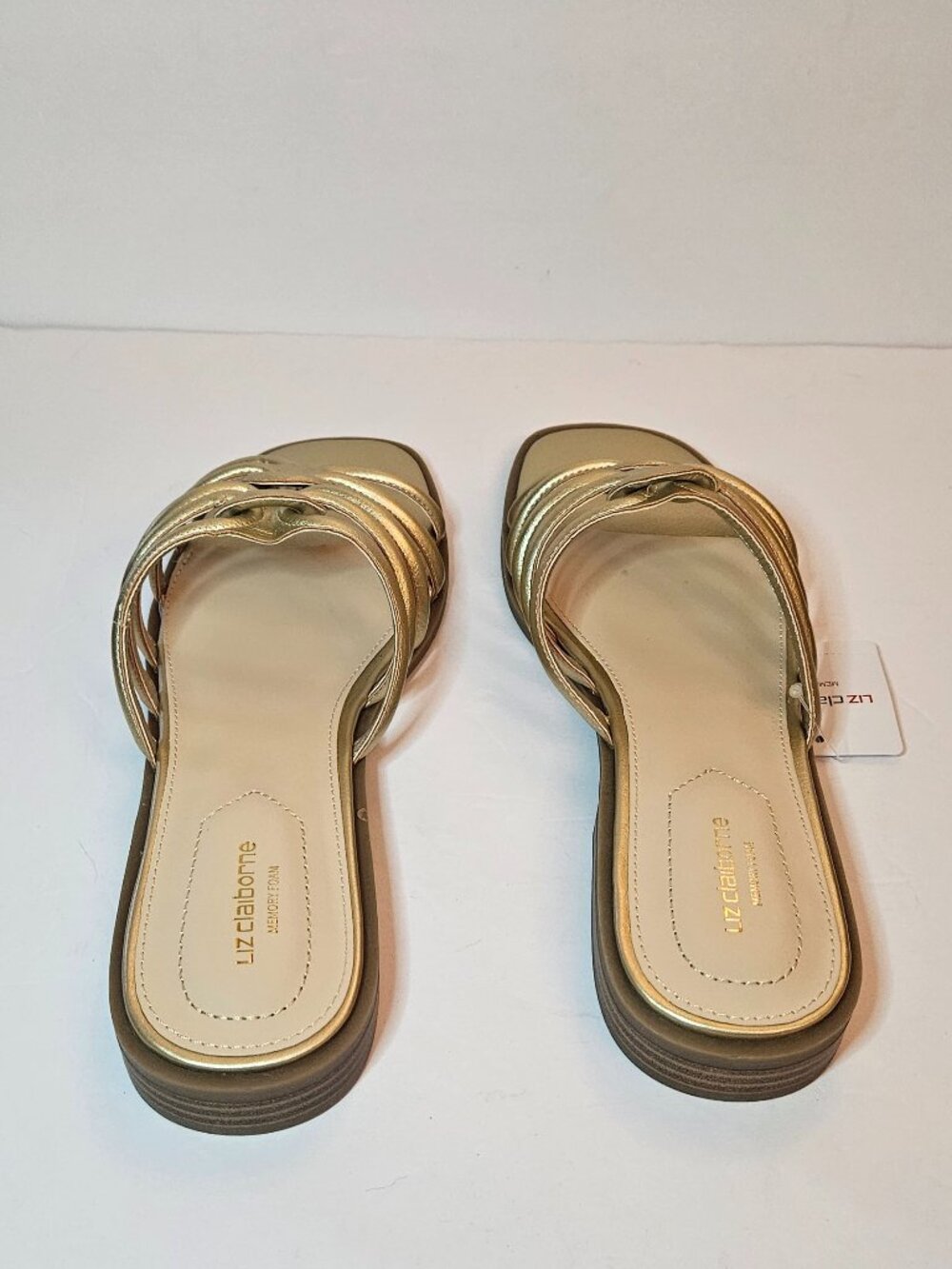Liz Claiborne Gold Multi-Strap Slide Sandals Womens Size 9.5 - Picture 5 of 8